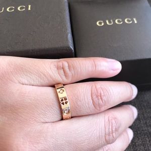 Gucci Thin Rose Gold Diamond Icon Ring